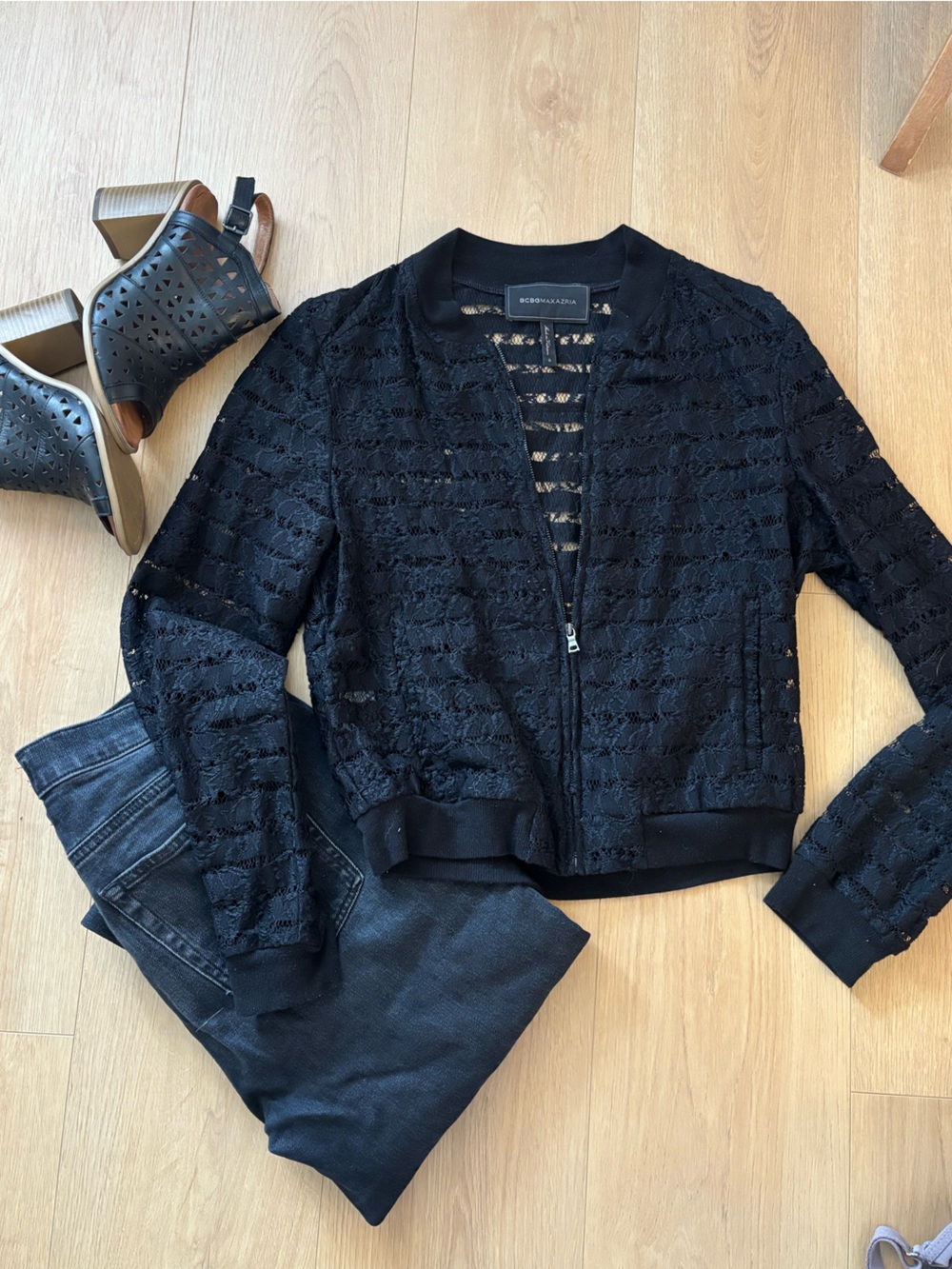 BCBG Lace Bomber Jacket - Women